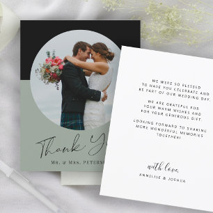 Carte de remerciements de mariage photo de script 