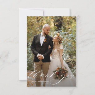 carte de remerciements de mariage photo en lettres