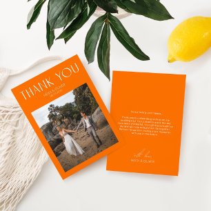 Carte de remerciements de Mariage photo orange vif
