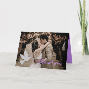Carte de remerciements de mariage photo violet Dov