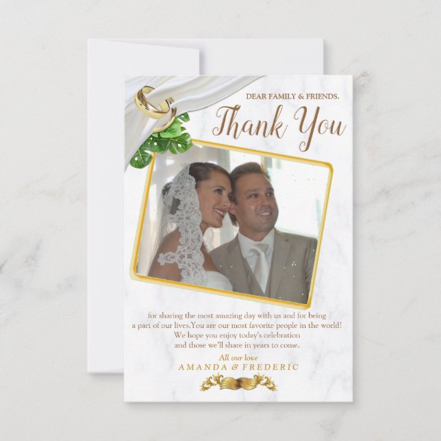 Carte de remerciements de Mariage romantique (Devant)