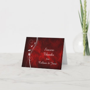 Carte de remerciements de Mariage rouge profond à 