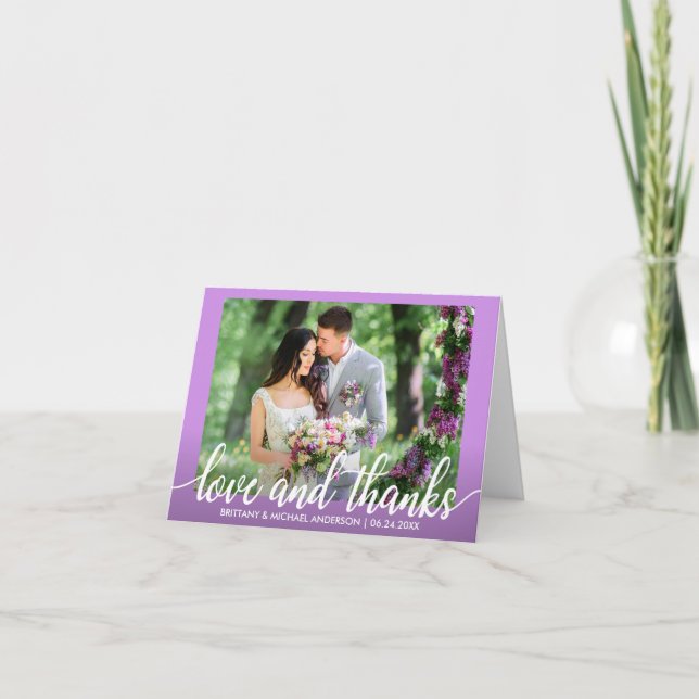 Carte de Remerciements de Mariage Violet Ultra ave (Devant)