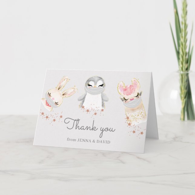 carte de remerciements de masque pour bébés (Devant)