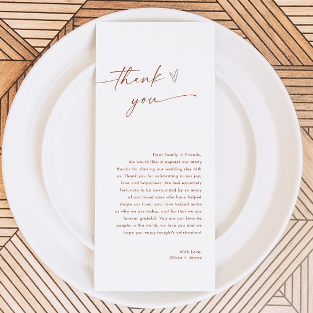Carte de remerciements de menu mariage, note de re (Créateur téléchargé)