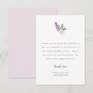 Carte de remerciements de message floral rose pers