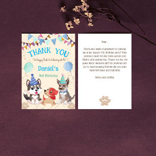 Carte De Remerciements De mignons chiots fête de chiots faisons la fête