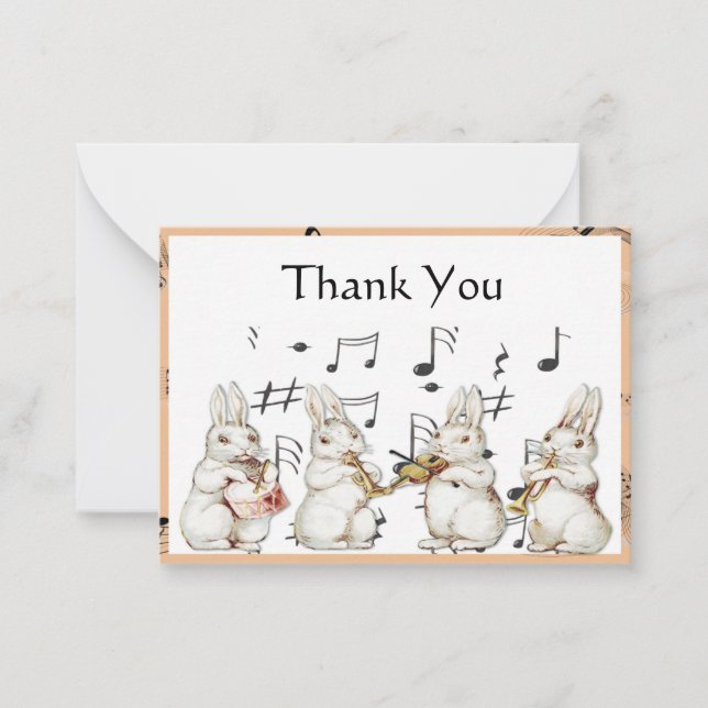 Carte de remerciements de musicien de lapin (Devant)