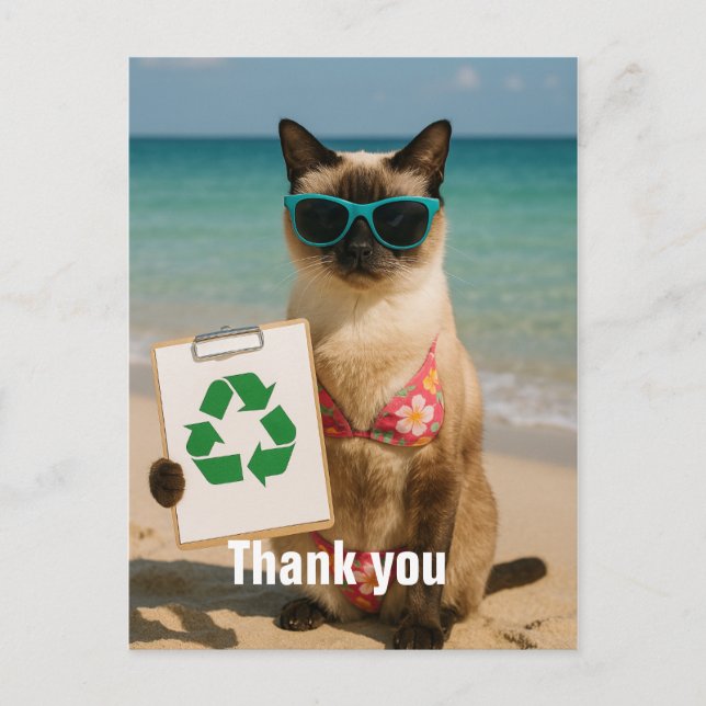 Carte de remerciements de nettoyage de plage pour  (Devant)