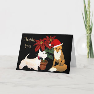 Carte de remerciements de Noël avec Fox