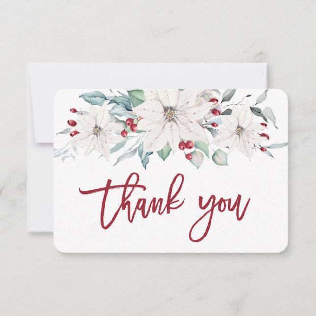carte de remerciements de Noël blanc (Devant)