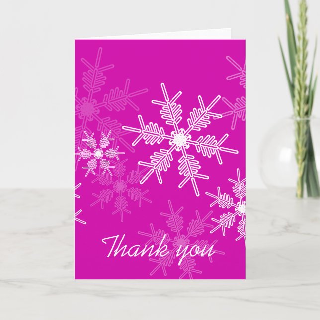 Carte de remerciements de Noël de Pink Snowflakes (Devant)