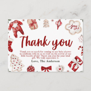 Carte de remerciements de Noël d'hiver rouge