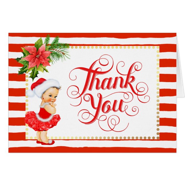 Carte de remerciements de Noël en bande sucre de c (Devant horizontal)