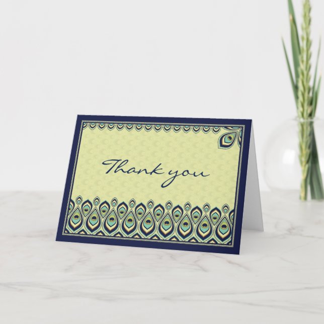 Carte de remerciements de Nouveau de paon (bleu (Devant)