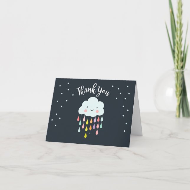 Carte de remerciements de nuage Raindrop Baby show (Devant)