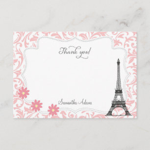 Carte de remerciements de Paris (rose)