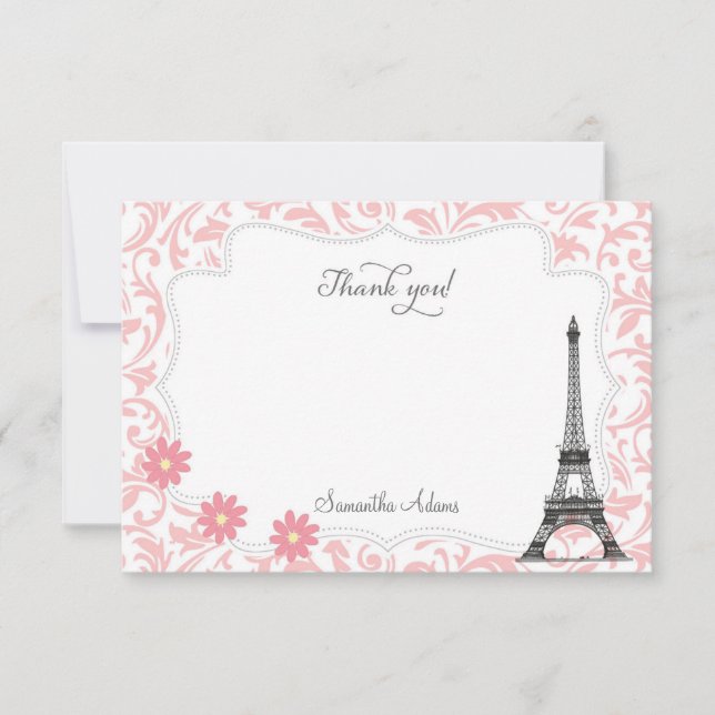 Carte de remerciements de Paris (rose) (Devant)