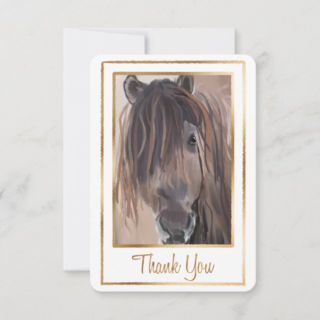 Carte de remerciements de peinture à cheval encadr (Devant)