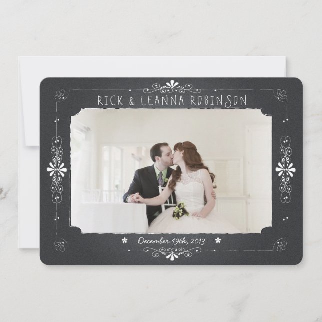 Carte de remerciements de photo de mariage de pot (Devant)