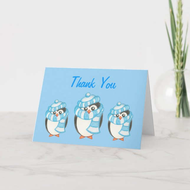 Carte de remerciements de pingouin (Devant)