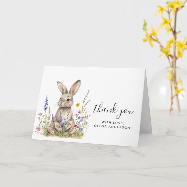 Carte de remerciements de pliage Bunny (Fleur jaune)