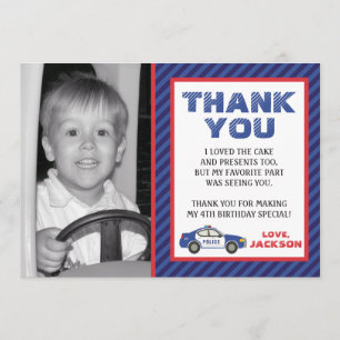 Carte de remerciements de police - fête