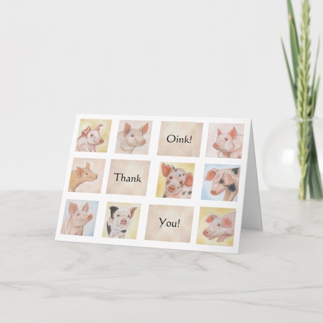 Carte de remerciements de porc (Devant)