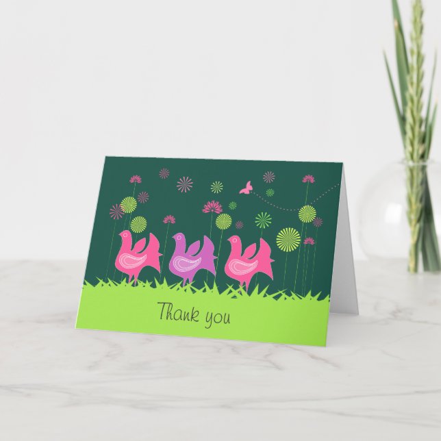 Carte de remerciements de poule mignonne et de (Devant)