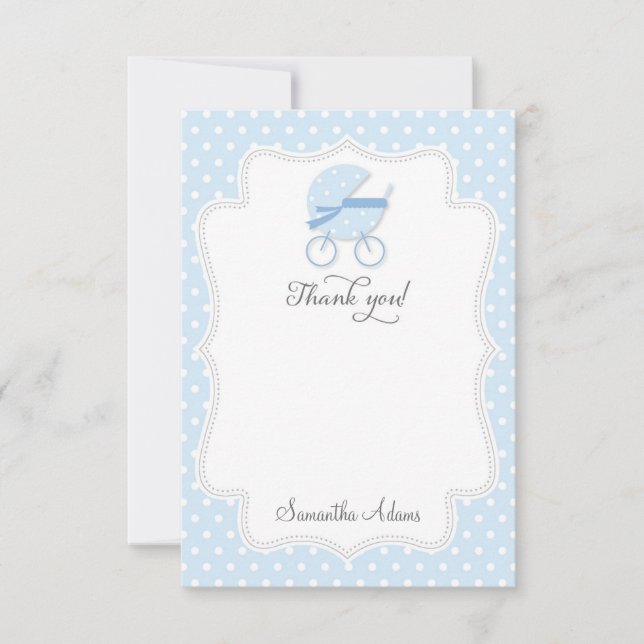 Carte de remerciements de poussette de bébé (bleu) (Devant)