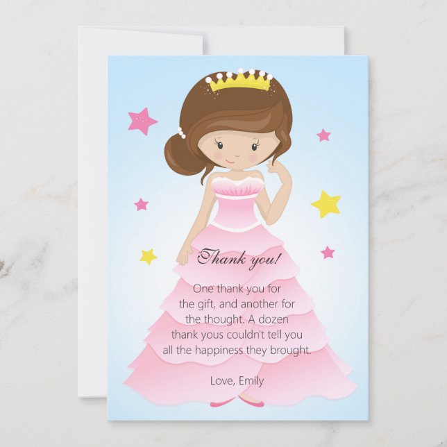 Carte de remerciements de princesse Dress (Devant)