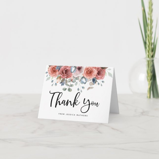 Carte de remerciements de Quinceanera flou bleu (Devant)