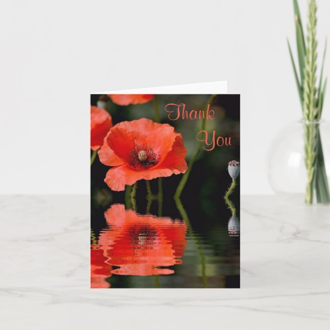Carte de remerciements de réflexions Red Poppy (Devant)