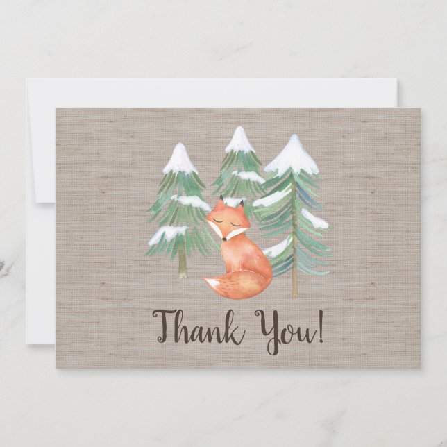 Carte de remerciements de renard forestier d'hiver (Devant)