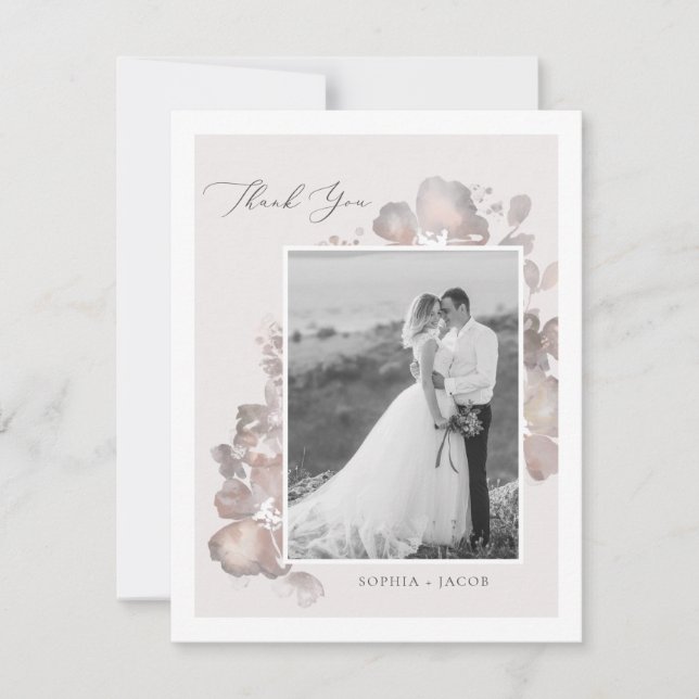 Carte de remerciements de romance aquarelle (Devant)