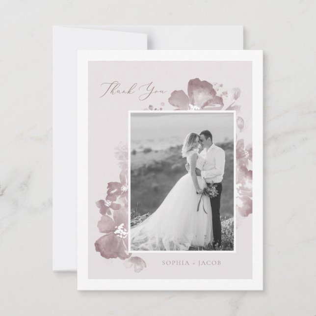 Carte de remerciements de romance aquarelle (Devant)