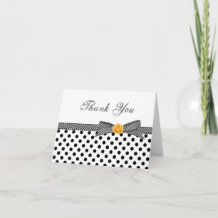 Carte de remerciements de rose à pois noir blanc