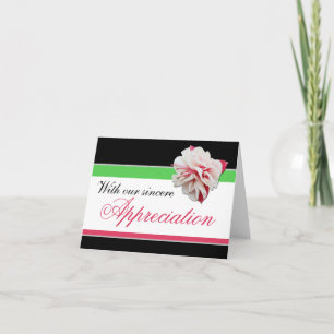 Carte de remerciements de rose de fleur, vert et