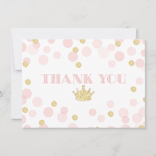Carte de remerciements de rose et de princesse (Devant)