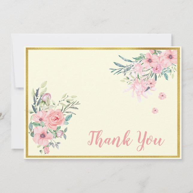 Carte de remerciements de roses blanches délicates (Devant)