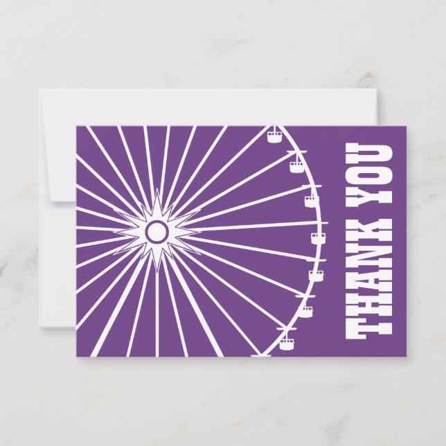 Carte de remerciements de roue de Ferris (pourpre (Devant)