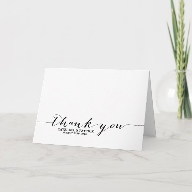 Carte de remerciements de script manuscrit noir (Devant)