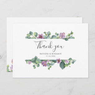 Carte de remerciements de script Mariage Eucalyptu