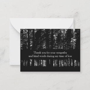 Carte de remerciements de silhouette des arbres fo