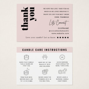 Carte de remerciements de soins aux bougies roses