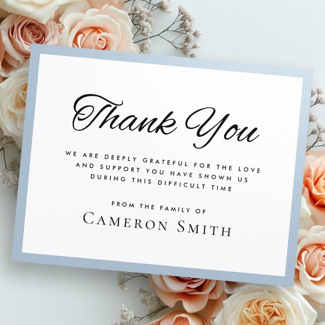 Carte de remerciements de sympathie à la frontière (Dusty blue border sympathy thank you card)