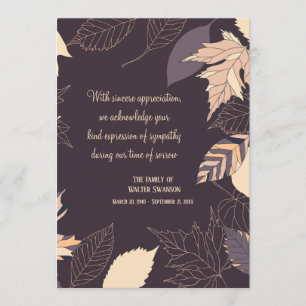 Carte de remerciements de sympathie d'arrière -