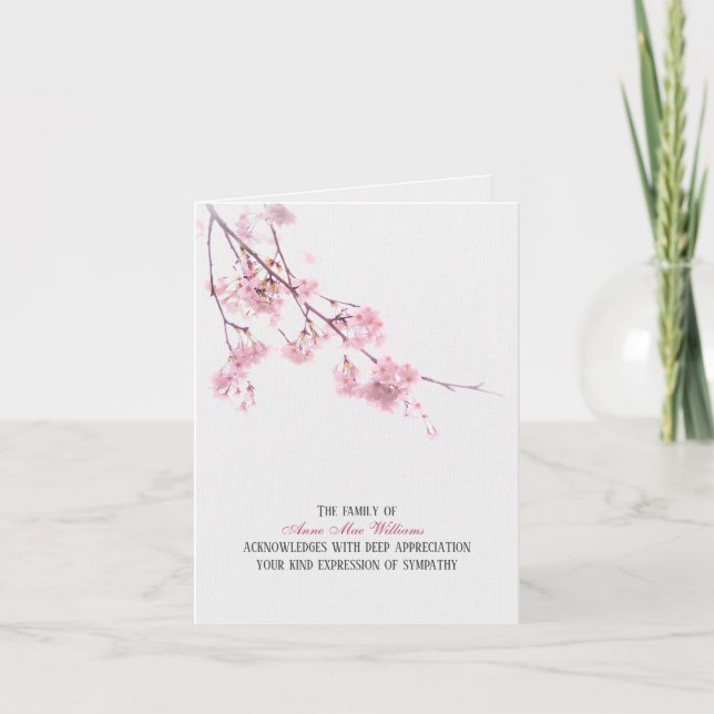 Carte de remerciements de sympathie des fleurs de  (Devant)