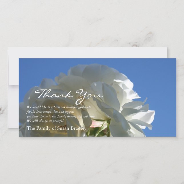 Carte de remerciements de sympathie du ciel bleu 3 (Devant)