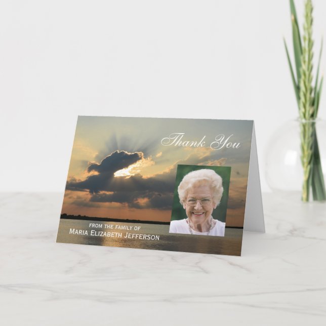 Carte de remerciements de sympathie du coucher de  (Devant)